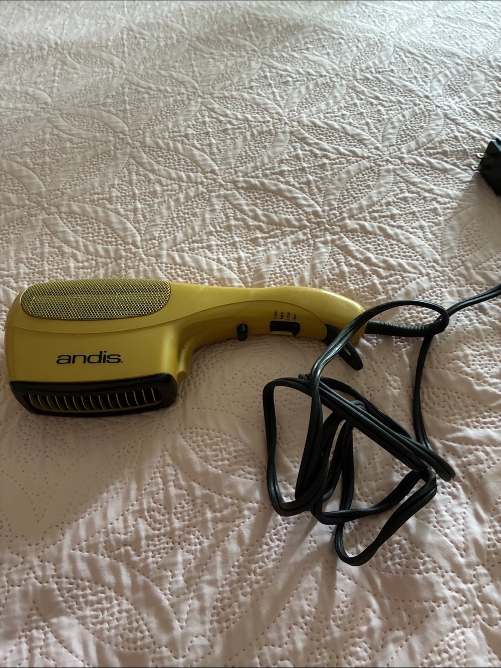 Vintage Andis 1S-2 Hair Dryer!! Works!! Yellow Retro!